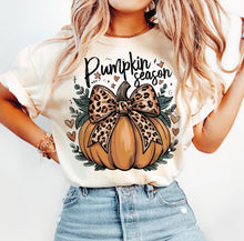 Load image into Gallery viewer, Pumpkin Season Leopard Print Bow Shirt | Women’s Fall Pumpkin Graphic Tee
